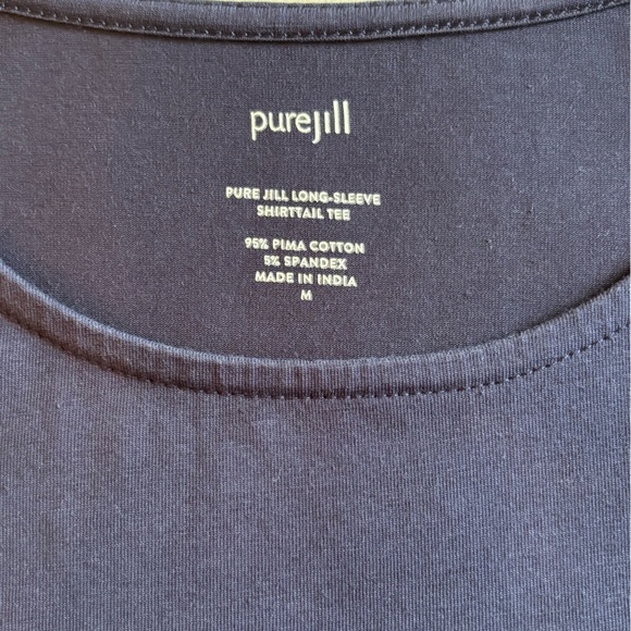 Pure Jill Women's Tee Long Sleeve Navy Shirttail Top Crewneck Oversized Size M - Picture 7 of 8